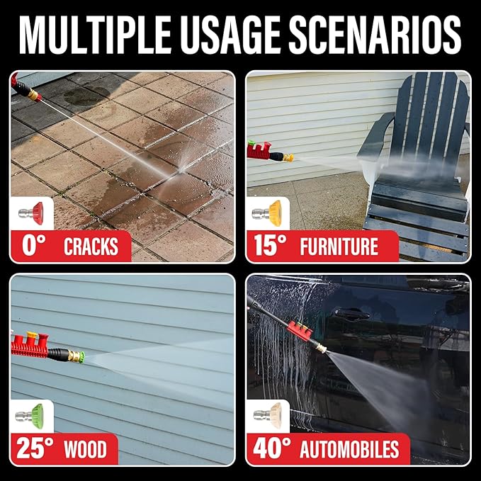 MZK Pressure Washer, Power Washer with Anti-Tipping Technology, 4 Wheels, 4 Quick Connect Nozzles, Foam Cannon, for Cars, Fences, Driveways, Patios, Home & Outdoor Cleaning - Deep Red