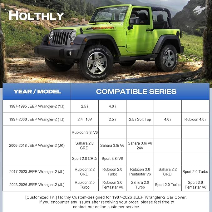 10 Layers Car Cover Custom Fit for Jeep Wrangler 2Door 2dr, Waterproof All Weather for Automobiles, Outdoor Full Cover Sun Dust Rain Protection with Cotton. Silver