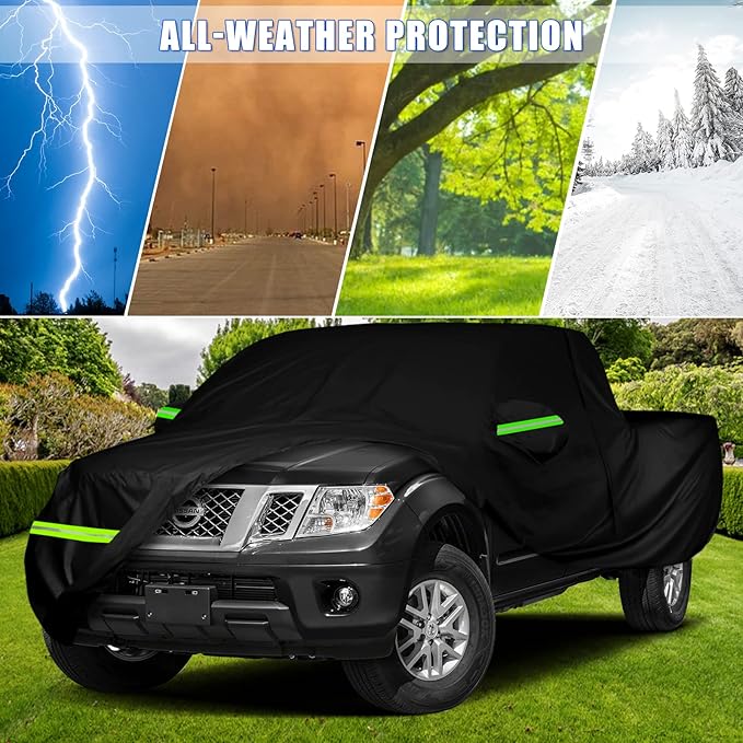 Waterproof Truck Cover Replace for Nissan Frontier Crew Cab 5ft Bed, 6 Layers All Weather Truck Cover with Zipper Door for Snow Rain Dust Protection