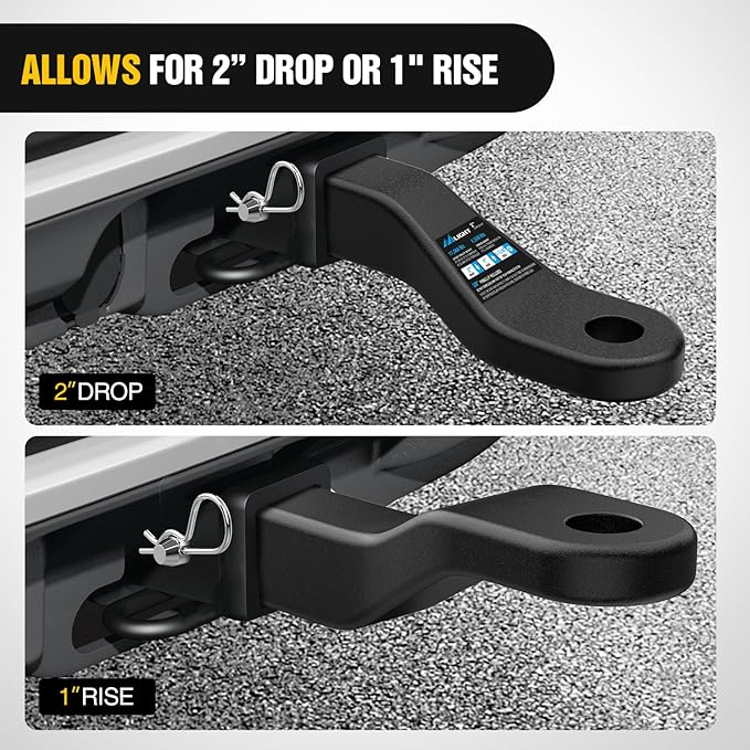 Nilight Forged Trailer Hitch Mount Fits 2 Inch Receiver Square 5/8" Hitch Pin Clip 17000 lbs 2" Drop, 1-1/4” Hole, Gloss Black Powder Coat