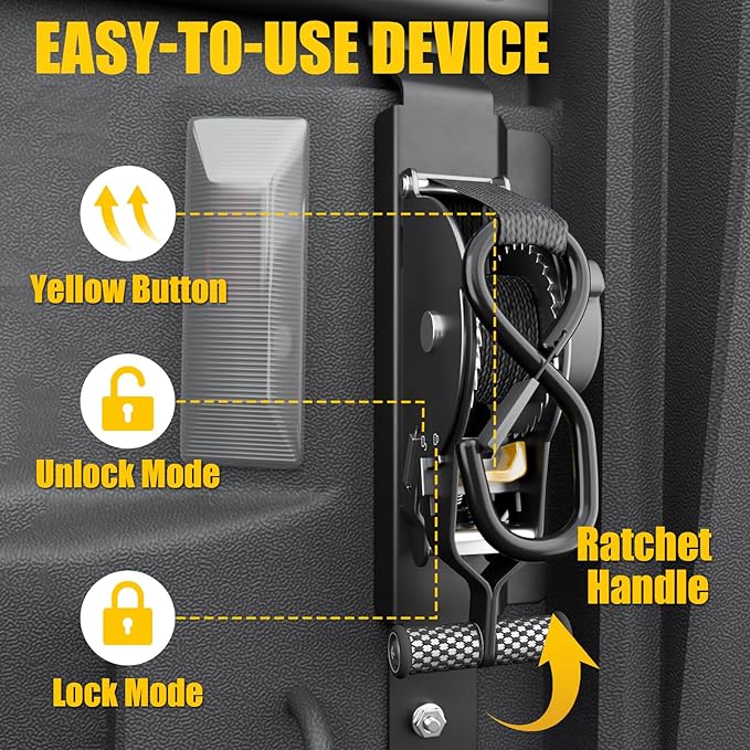 Retractable Ratchet Straps Compatible with 2020-2025 2026 Jeep Gladiator JT Retracting Straps Auto Retract Securing Strap Tie Down System 2PCS for 2024 Gladiator Accessories