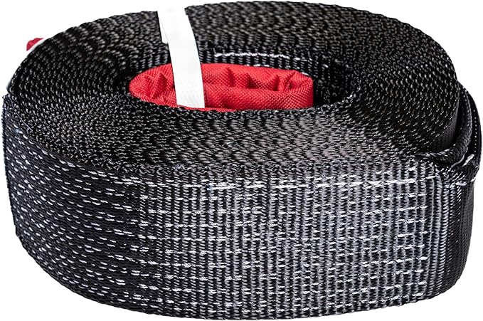 HiGear 3" X 30' Tow Strap 6.5 Ton 3 Inch X 30 Ft. Polyester Rope with 2 Loops 14,000lb Towing Recovery by Alfa Wheels (Black, 3in 30ft 3x30)