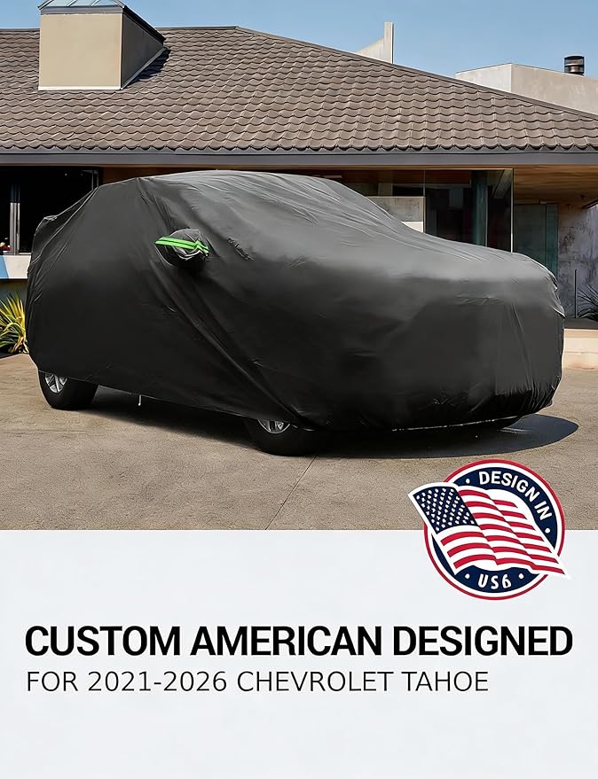 Proadsy Car Cover Compatible with Chevrolet Tahoe 2021-2024 2025 2026 Windproof All Weather Waterproof Sun Rain UV Dust Snow Protection Outdoor Covers