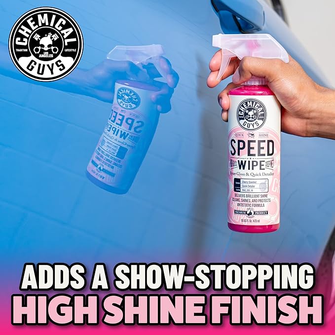 Chemical Guys Speed Wipe Quick Detailer - High Gloss, Streak-Free Shine, Detail Spray for Cars, Trucks, Motorcycles, RVs, and More, Safe on Paint, Glass, Wheels, and Trim, Cherry Scent, 16 fl oz
