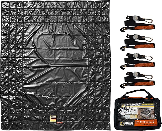 Waterproof Gladiator Cargo Net: Heavy-Duty Vinyl Truck Cargo Net Tarp (XGW-100) Extra Large: 10' x 12'