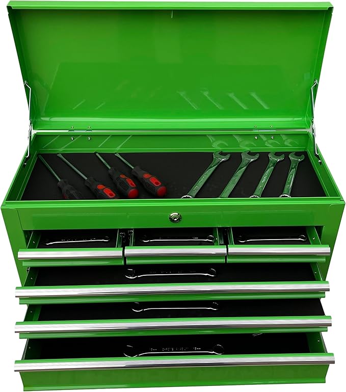 Workington Portable Metal Tool Chest with 6 Drawers, 24" 6-Drawer Tool Chest Cabinet with Ball Bearing Drawer Slides, Steel Tool Storage Box Organizer 4005 Green