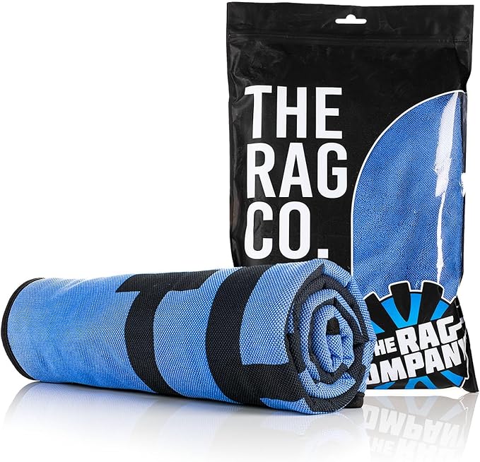 The Rag Company - Slim Dryer Towel - Ultra-Absorbent Korean Microfiber, Suede Edge, 25"x35" Royal Blue