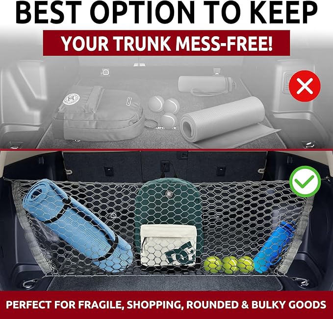 Envelope Style Trunk Cargo Net for Toyota 4Runner 2 Row Model Only 2010 - 2025. Best Car Organizer for Toyota 4 Runner