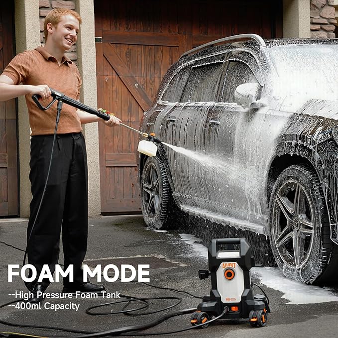 AIVOLT Pressure Washer, Power Washer with 4 Quick Connect Nozzles, High Pressure Cleaning Machine with Foam Cannon for Cars/Fences/Driveways/Patios/Home Cleaning