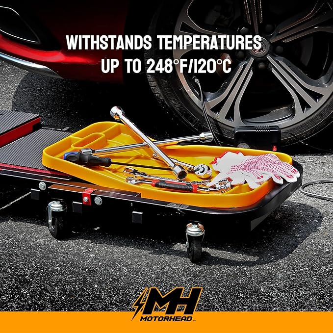 MOTORHEAD Super Grip Silicone Tool Tray Set (4-Piece: 23”, 16”, 12” & 4”) Magnetic, Non-Slip, Anti-Scratch,Withstands Temperatures Up to 248°F/120°C, Non-Conductive & Anti-Static, Orange (AT06006G)