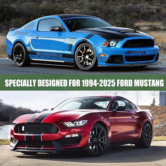 Waterproof Car Covers Replace for 1994-2025 Ford Mustang, Multilayer Heavy Duty with Cotton Liner All Weather Car Cover with Zipper Door, Windproof Bands for Snow Rain Dust Protection (Mustang)