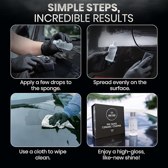 Ceramic Coating PRO 10H - Self-Healing | Long lasting for 2 cars+ | Advanced SiO2 Protection | Easy Application | Candy-Like Gloss | Perfect for Cars, Motorcycles, RVs, and Boats (50ml)