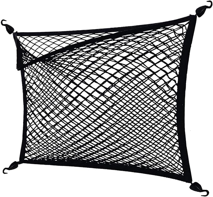 Cargo Net for Pickup Truck Bed, Trucks Cargo Net Mesh Organizer, 4'x4' Stretch to 7'x7' Highly Elastic Truck Bed Net for Camping, Trip Luggage, Compatible with Trailer, Ford, Chevrolet, Dodge