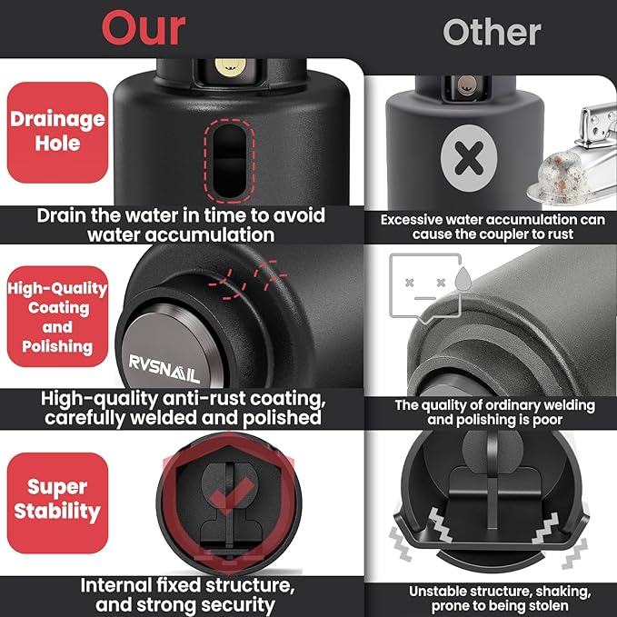 【2026 Upgraded】 Trailer Hitch Locks Fits 2 5/16" Coupler with Drainage Hole, Heavy Duty Anti-Theft Steel Trailer Coupler Lock, Trailer Lock for Trailer, RV, Boat, Pickup
