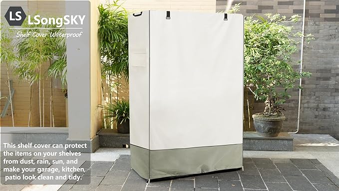 Shelf Cover Waterproof,Shelf Covers for Wire Shelving,Waterproof &Dustproof Heavy Duty Storage Shelves Cover,Keep Garage,Closet,Kitchen,Yard Neat,Fits Racks 48" W x 18" D x 72" H,Beige
