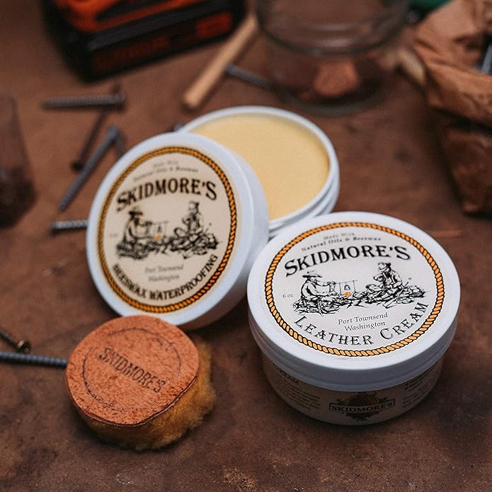 Skidmore's Cowboy Edition Leather Care Gift Set | Leather Cream and Beeswax Waterproofing Kit | Includes Applicator | Natural and Non-Toxic Formula | Made in the USA