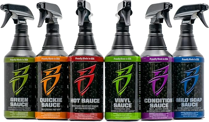 Boat Bling Hot Sauce Premium Hard Water Spot Remover w/High-Gloss Wax Sealants, 32 oz., black