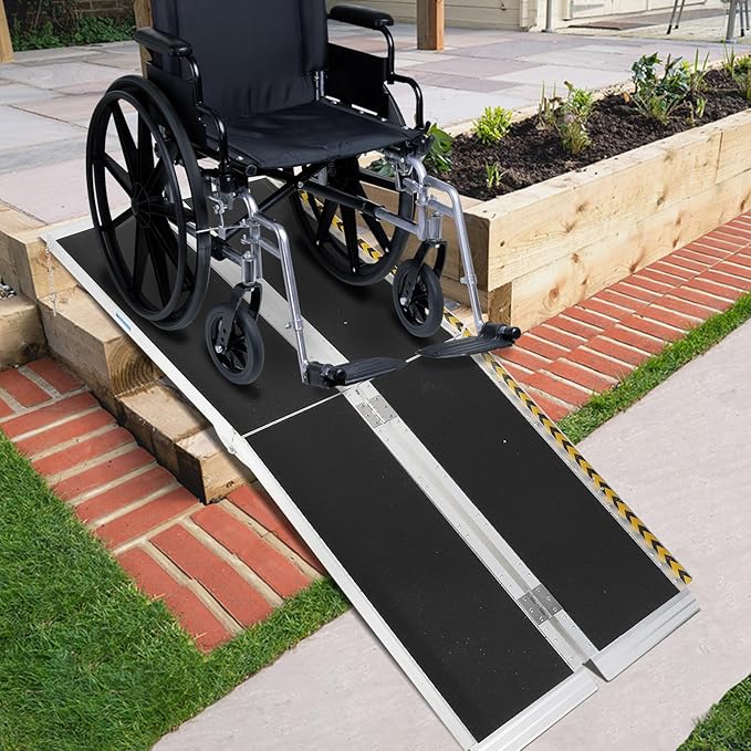 6 FT Portable Wheelchair Ramp for Home Step, Aluminum Handicap Ramp with Non-Skid Surface and Reflective Strips,Weight Capacity 600 LBS