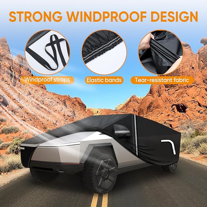 NOVSIGHT Car Cover for Cybertruck - Waterproof All Weather Full Car Covers with Zipper Door,Heavy Duty Outdoor Indoor Car Cover Custom for Tesla Cybertruck Rain Sun Snow Dust Protection