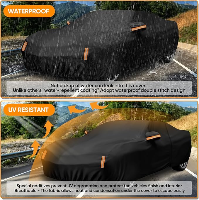 Car Cover Custom Fit for Chevy Camaro 2010-2026, Outdoor Waterproof All Weather Heavy Duty Full Exterior Cover for Sun Rain Snow UV Dust Protection with Door Zipper