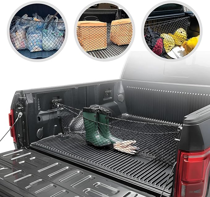 Envelope Style Trunk Mesh Cargo Net for Ford F150 2015-2025 Car Accessories - Premium Trunk Organizers and Storage - Cargo Bed for Pickup Truck