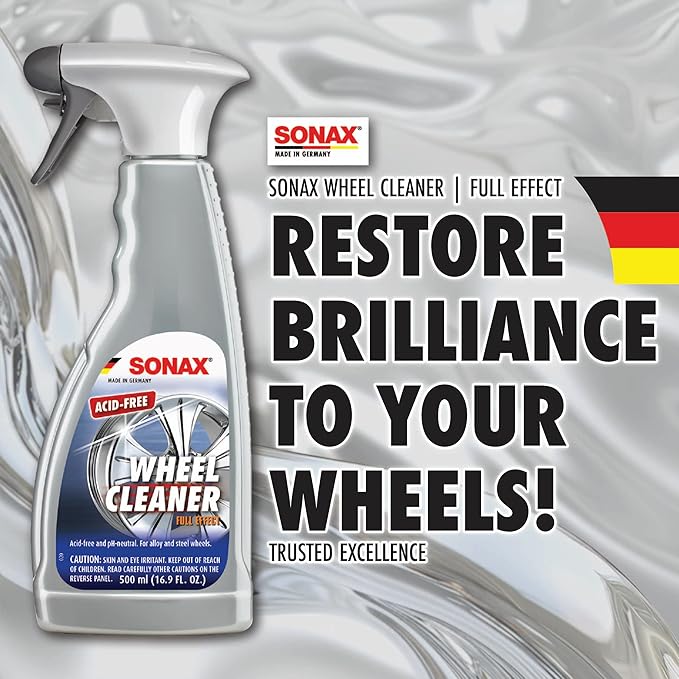 SONAX Full Effect Wheel Cleaner 230500 | Heavy-Duty Brake Dust Remover for All Wheels | Safe on Painted, Alloy, Chrome & Stainless Steel | pH Neutral, Acid-Free, with Color-Changing Action | 5 Liter