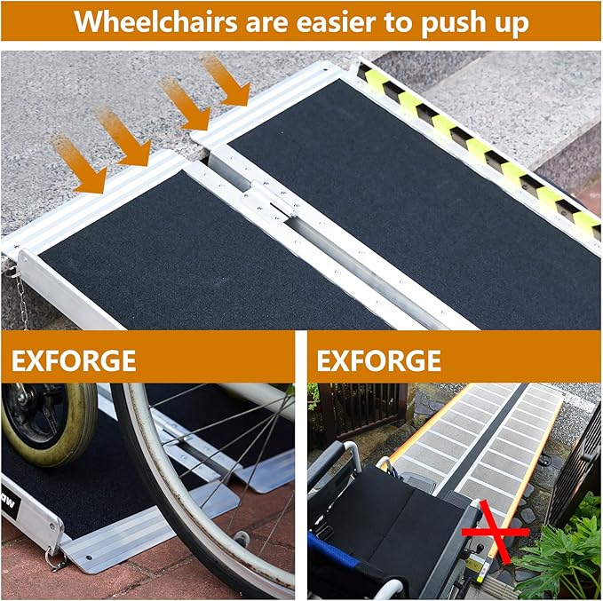 Wheelchair Ramp 2FT, Anti-Slip Aluminum Folding Handicap Portable Ramp, Wheelchair Ramps for Home Steps, Stairs, Doorways, Scooter Ramp