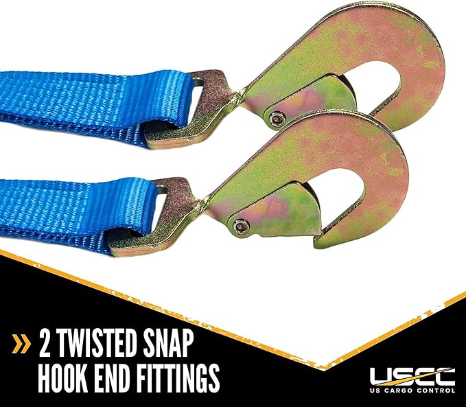 US Cargo Control Large Tow Dolly Basket Straps with Snap Hooks (4 Pack), for Wheel Tire Sizes 17 Inches or Larger, 3,333 Pound Working Load Limit