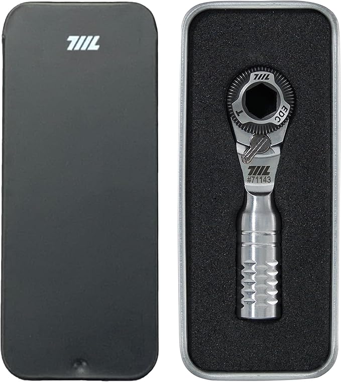 711L Mini Ratchet Wrench TG - One of the World's Smallest 1/4" EDC Ratchet Wrench For Tight Spaces - Stainless Steel - For Double-ended Bits