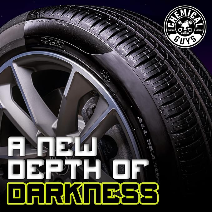 Chemical Guys Galactic Black Wet Look Tire Shine Dressing – High Gloss Tire Spray for Trim & Rubber – Restores Deep Black Shine and Protection for Cars, Trucks, Motorcycles and RVs, 16 oz