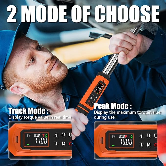 Digital Torque Wrench, 1/2 Drive Electronic Torque Screwdriver with Preset Value(3.76-250.8 Ft.lbs./5.1-340Nm), Buzzer and LED Flash Five Units of Measure Torque Wrench for Motorcycle, Auto Repair