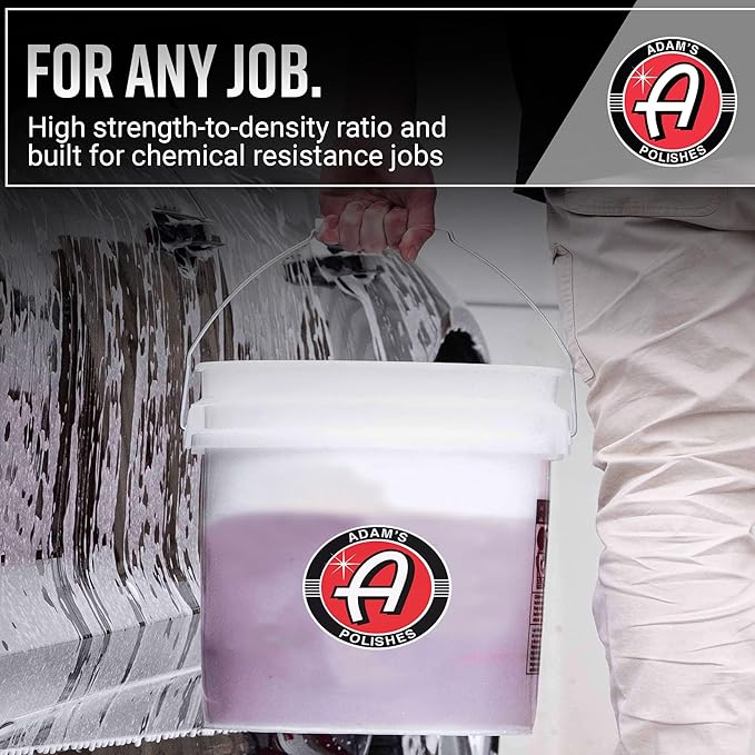 Adam's Polishes 3.5 Gallon Car Wash Buckets & Grit Guards (2 Pack) - Detailing Bucket for Washing & Storage | Stores Soap, Foam Cannon, Towels & More