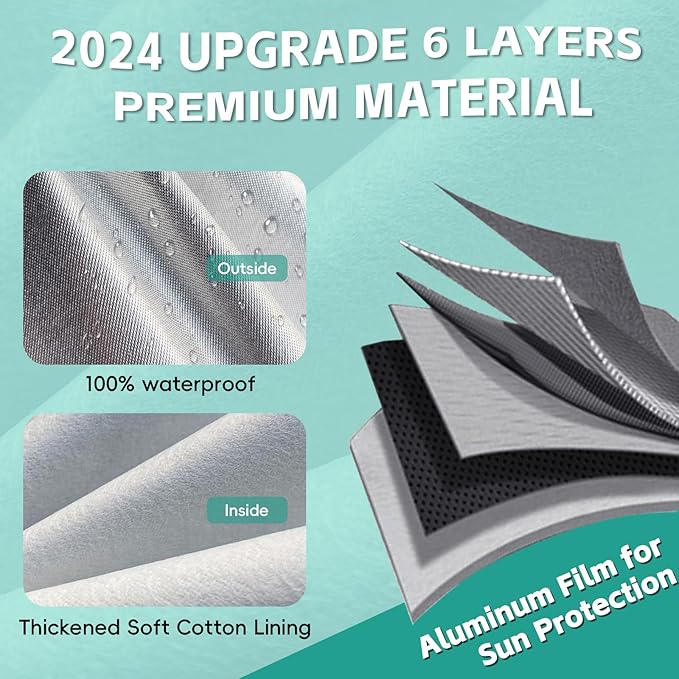 Pickup Truck Cover Waterproof All Weather, 6 Layer Full Size Cover Universal Fit Chevy S10/C10, Ford F100, RAM 1500, Silverado 1500, Tacoma Regular Cab Single Cab (Truck, up to 210 inch)