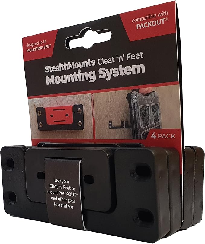 StealthMounts Cleat 'n' Feet Mounting System (4 Pack) | Tool Box Storage System | Mount Anywhere | Compatible with Milwaukee Packout