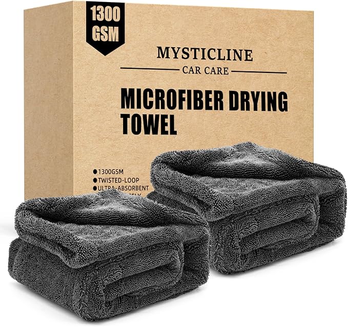 2 Pack 1300 GSM Car Drying Towel,Double-Sided Microfiber Towels for Cars(36" x 24"),Extra Large Ultra Absorbent,Without Residual Lint,Scratches or Water Spots