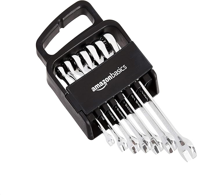 Amazon Basics 7-Piece Metric Ratcheting Combination Wrench Set