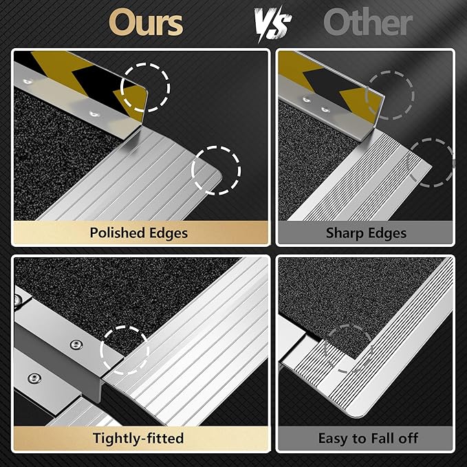 4FT Portable Wheelchair Ramp, Non-Slip Aluminum Folding Handicap Ramp, Ramps for Wheelchairs for Home with Handle, Wheelchair Ramps for Home Steps/Stairs/Threshold/Doorways/Scooter, 600LBS Capacity