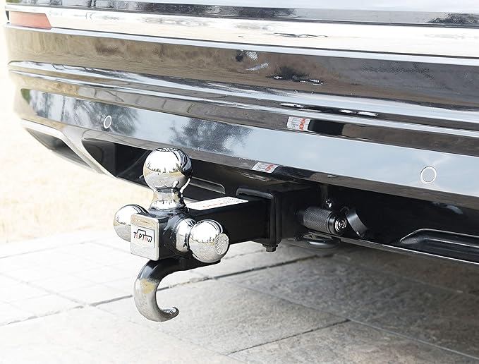 TOPTOW 63520 Trailer Hitch Lock, 5/8-inch Locking Pin Dia, 3-1/2-inch Span, Fits for Class 3, 4, 5 Hitch Receivers, Round Keys