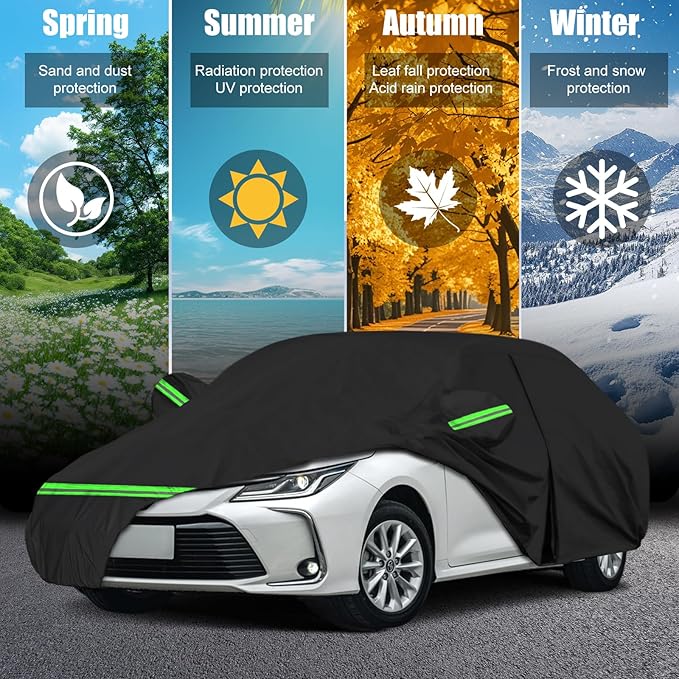 Car Cover for Toyota Corolla 2000-2025,Waterproof Car Cover Custom All Weather Full Exterior Cover Rain Sun Protector with Windproof Straps & Zippered Doors‌