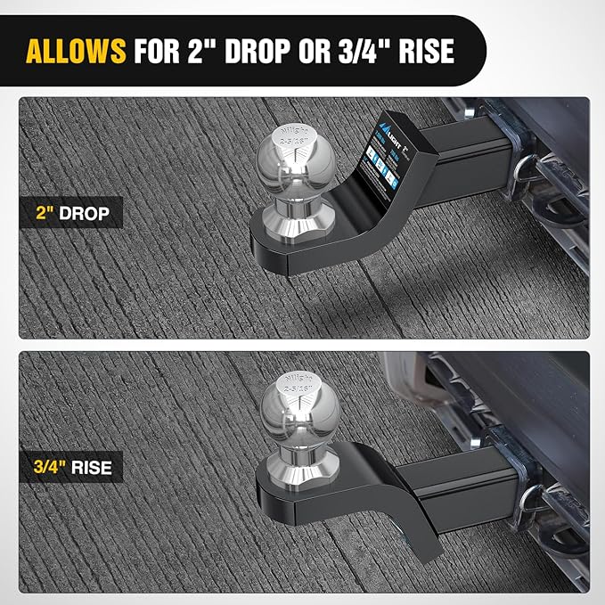 Nilight Trailer Hitch Ball Mount with 2-5/16Inch Trailer Ball & 5/8" Hitch Pin Clip Fits 2-Inch Receiver 7500 lbs 2" Drop