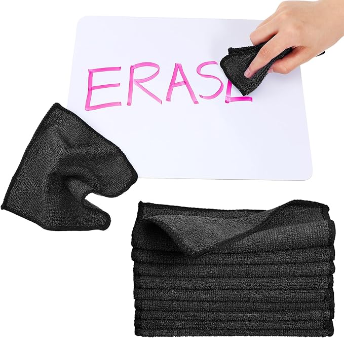 Tanlade Microfiber Cleaning Cloth 6"x6" Cleaning Rags Reasonable Kitchen Towels Microfiber Towels Cars Wash Dry Erase Cloth (Black,30 Pcs)