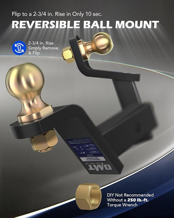 Orion Motor Tech Trailer Hitch Ball Mount, for 2" Receiver with 2-5/16" Ball 4" Drop 8000 lb. Towing Capacity, Heavy-Duty Tow Hitch Reversible Ball Hitch for Truck Boat RV Cargo with Hitch Pin & Clip