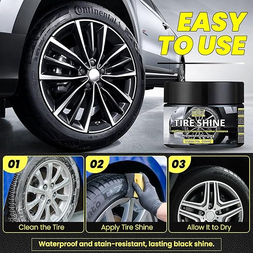 Tire Shine Gel - Ungraded Long-Lasting Tire Dressing with Wet Gloss Look Finish, UV Protection & Weather Resistant Tire Coating for Car, Truck, Motorcycle, RV - 7oz/200g