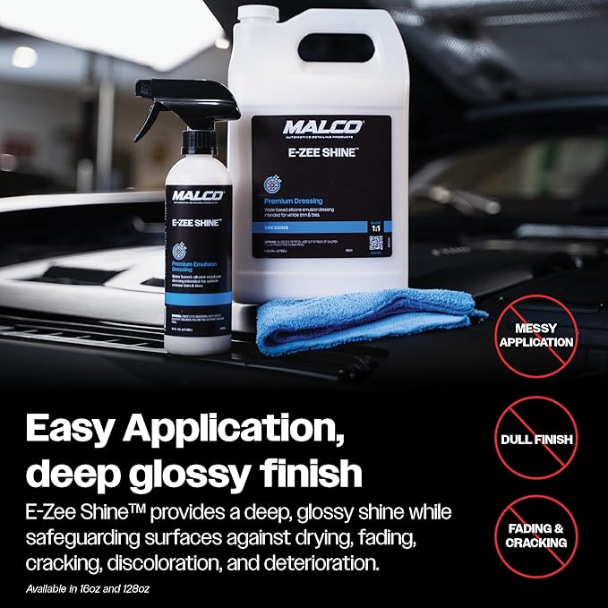 Malco E-ZEE Tire Shine Spray – Premium Emulsion-Style Dressing for All Vehicle Tires/Produces Deep Glossy Shine / 16 oz. (118116)