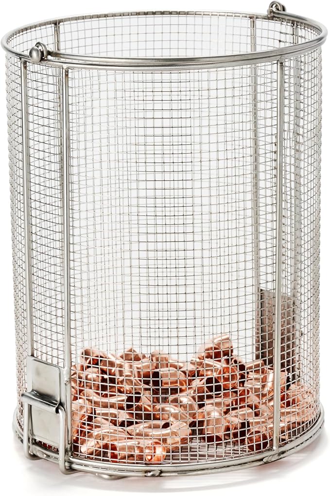 Dip N’ Drain – Stainless Steel Part Cleaning Strainer Basket for 5-Gallon Buckets (Bucket Not Included) | 1/4″ Mesh, Swing Handle, Great for Mechanics, Auto Parts, Garage, Shop & Home Cleaning