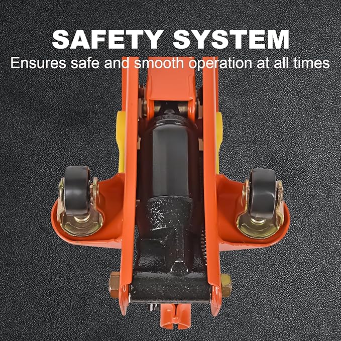 A A IN AA094 Hydraulic Low Profile Steel Floor Jack, Trolley Service Lift Car Garage Floor Jack, 1.5 Ton (3300 lbs) Capacity, Orange