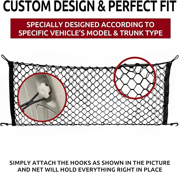 Envelope Style Trunk Cargo Net for Toyota 4Runner 2 Row Model Only 2010 - 2025. Best Car Organizer for Toyota 4 Runner