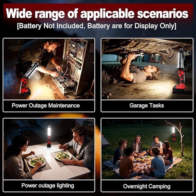 Flashlight Work Light for Milwaukee M18 18V Battery, 35W Floodlight 2000LM Work Lights Spotlight Downlights, Portable Flashlight for Home & Garage Repair, Camping (NO Battery Included)