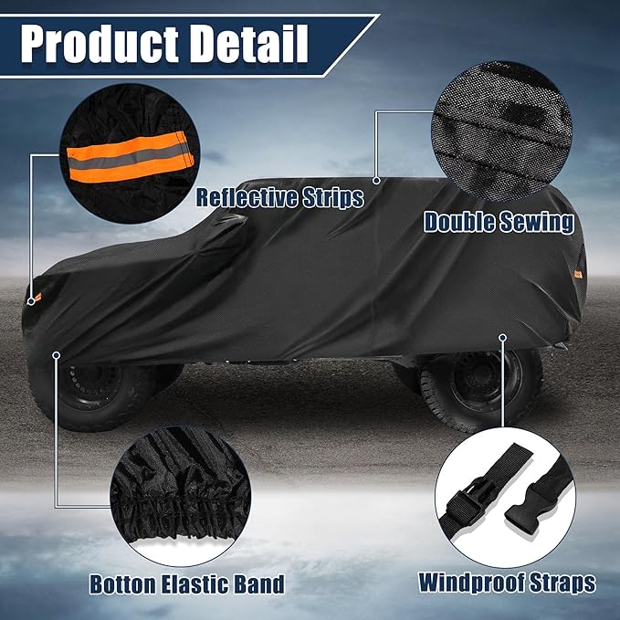 X AUTOHAUX Car Cover for Jeep Wrangler JK JL YJ TJ 4 Door 2007-2021 Outdoor Waterproof Sun Rain Dust Wind Snow Protection w/Driver Door Zipper Black