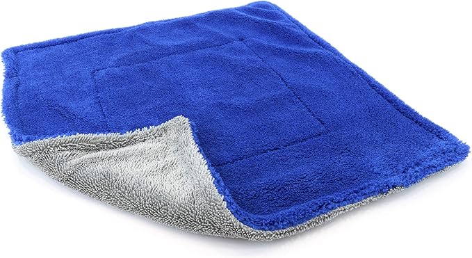 Autofiber Amphibian Jr. Dual Side Detailing Microfiber Towel - One Side Twist, One Side Plush - 16 inch x 16 inch (Blue/Gray)